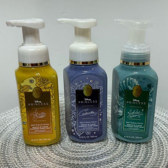 BBW Disney Princess Belle, Cinderella and Ariel Foaming Hand Soap Set of 3 NWT - Picture 1 of 2